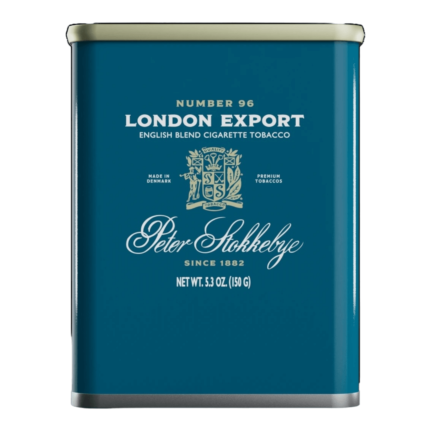 Package of Peter Stokkebye London Export roll-your-own tobacco with understated British-style branding.