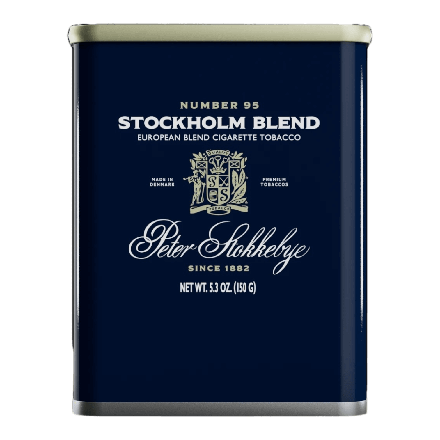 Package of Peter Stokkebye Stockholm Blend roll-your-own tobacco with refined Scandinavian design.