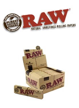 RAW Classic Connoisseur King Size Rolling Papers with Tips – 24 Pack Display Box