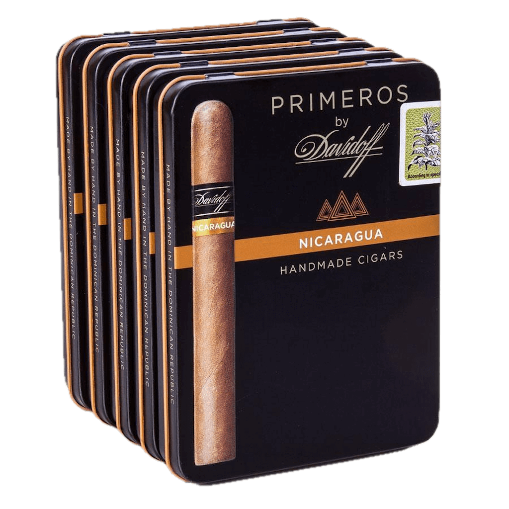 Davidoff Primeros Nicaragua 6-cigar pack with sleek black and gold packaging