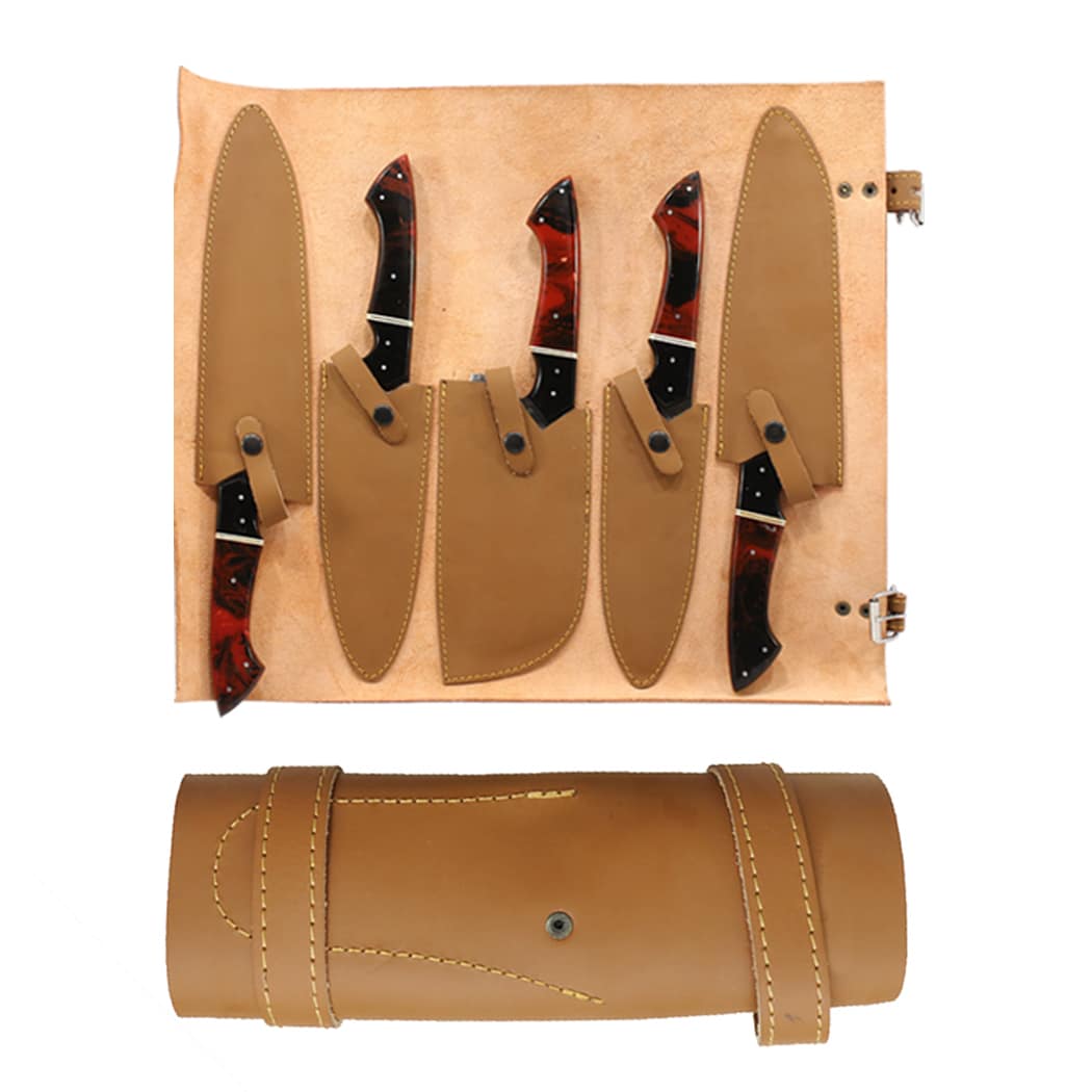 TheBoneEdge 5 Pcs Damascus Fordge Blade Chef's Knife Set - Image 3