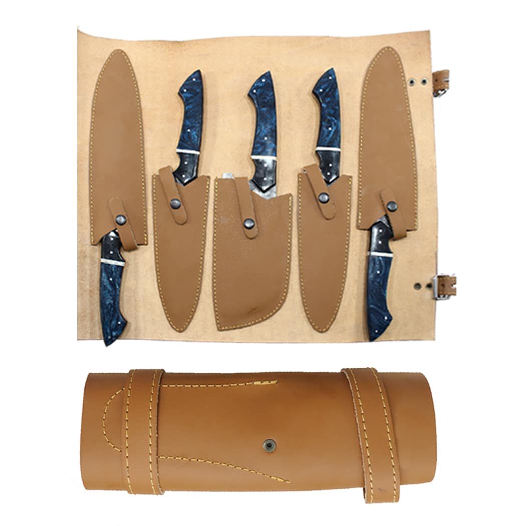 TheBoneEdge 5 Pcs Damascus Fordge Blade Chef's Knife Set - Image 5