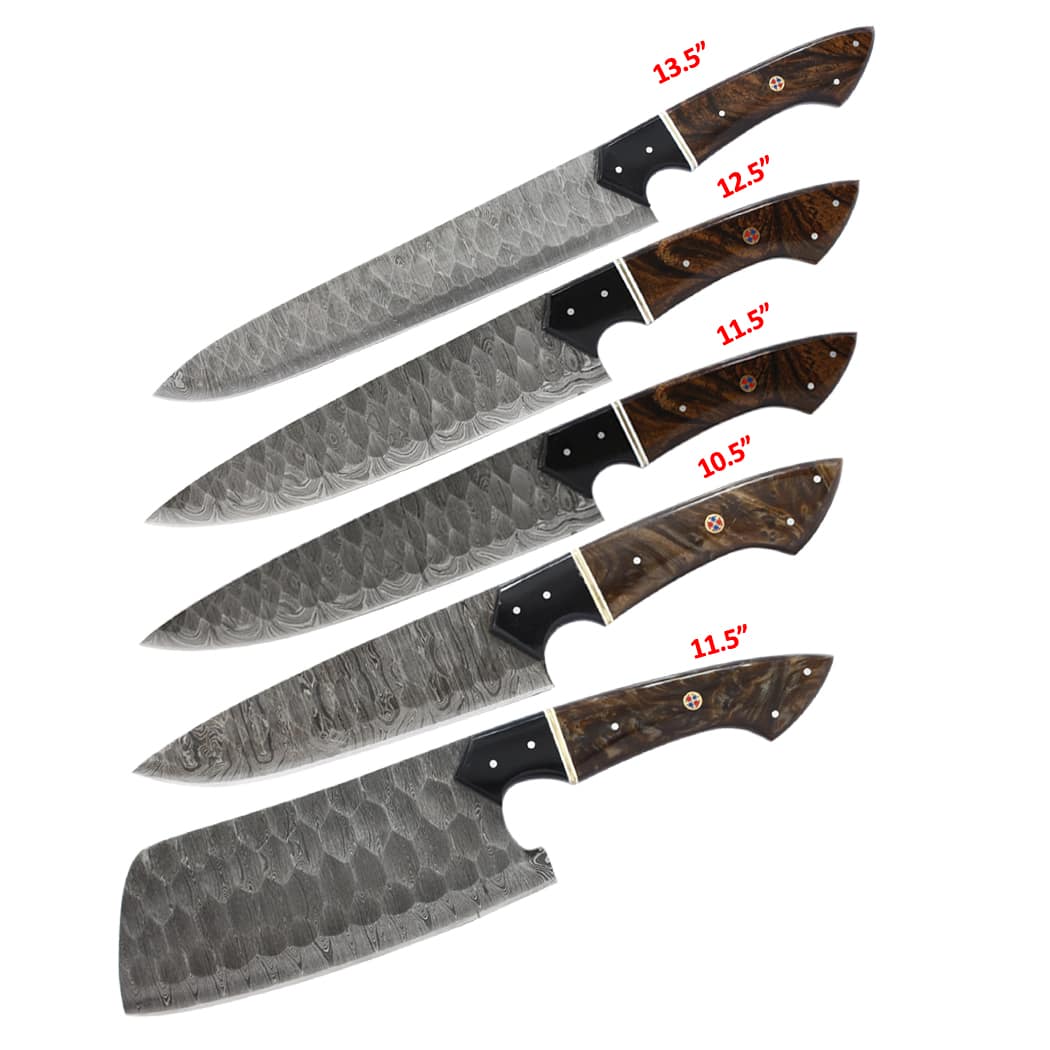 TheBoneEdge 5 Pcs Damascus Fordge Blade Chef's Knife Set - Image 6