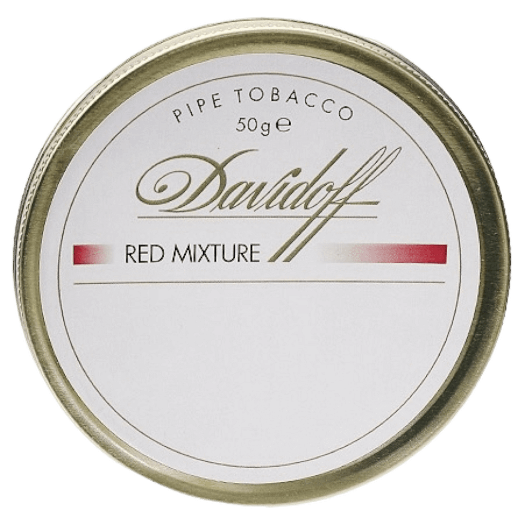 Davidoff Red Mixture pipe tobacco tin featuring a balanced aromatic blend of Virginia, Burley, and Oriental tobaccos.