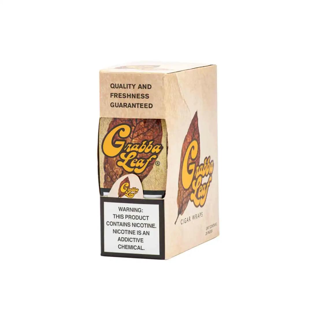 Natural Grabba Leaf cigar wrap rolled out flat, showing rich brown tobacco texture.