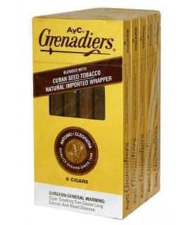 AYC Grenadiers 5-pack with six cigars per pack, arranged neatly in clear, branded packaging.