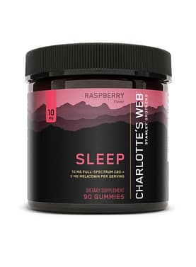30-count jar of Charlotte’s Web Sleep Gummies with melatonin and CBD, labeled for nighttime support.