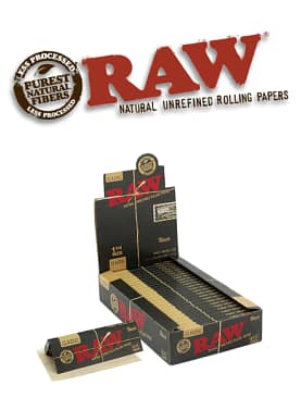 RAW Black 1 1/4 rolling papers – display box of 24 packs