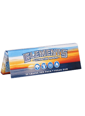 Elements 1 1/4 Rolling Paper pack standing upright with a few sheets pulled out