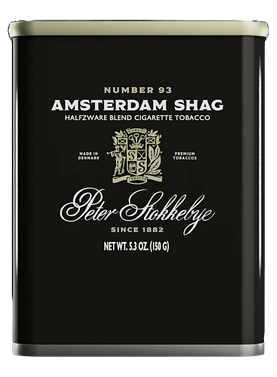 Package of Peter Stokkebye Amsterdam Shag roll-your-own tobacco with bold, classic styling