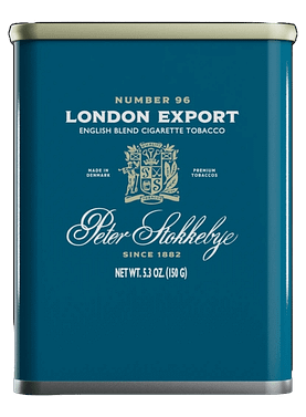 Package of Peter Stokkebye London Export roll-your-own tobacco with understated British-style branding.