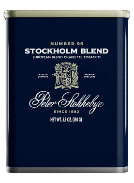 Package of Peter Stokkebye Stockholm Blend roll-your-own tobacco with refined Scandinavian design.