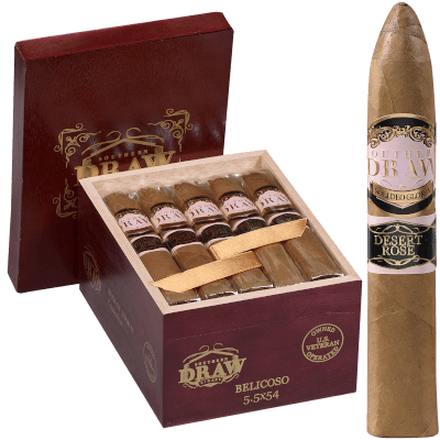 Southern Draw Desert Rose single cigar in front of an open box