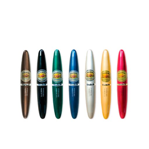 La Aurora Preferidos cigars in assorted colored aluminum tubes arranged neatly