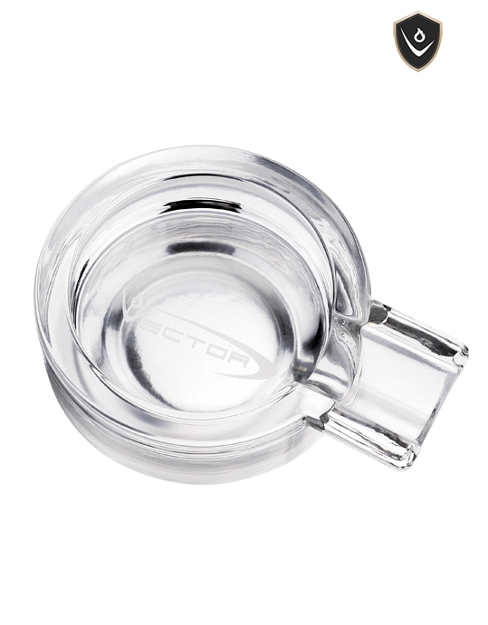 Vector Glass Ashtray with deep rests and spacious basin.