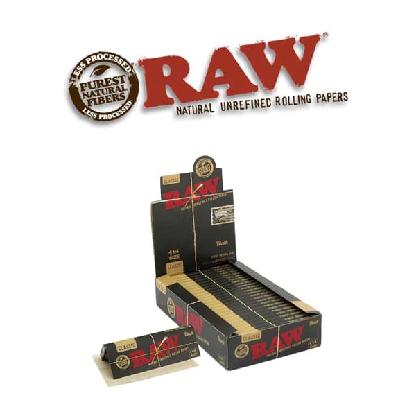 RAW Black 1 1/4 rolling papers – display box of 24 packs