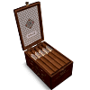 Open box of CAO Gold cigars with light Ecuadorian Connecticut wrappers and elegant presentation.