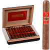 Open box of Rocky Patel Sun Grown cigars with rich brown wrappers arranged in cedar-lined packaging.