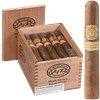 Open box of El Rey del Mundo Shade cigars with smooth, golden Connecticut Shade wrappers and classic branding.