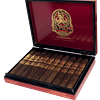 Open box of El Pulpo cigars by Artesano del Tabacco with dark, rich wrappers and ornate band