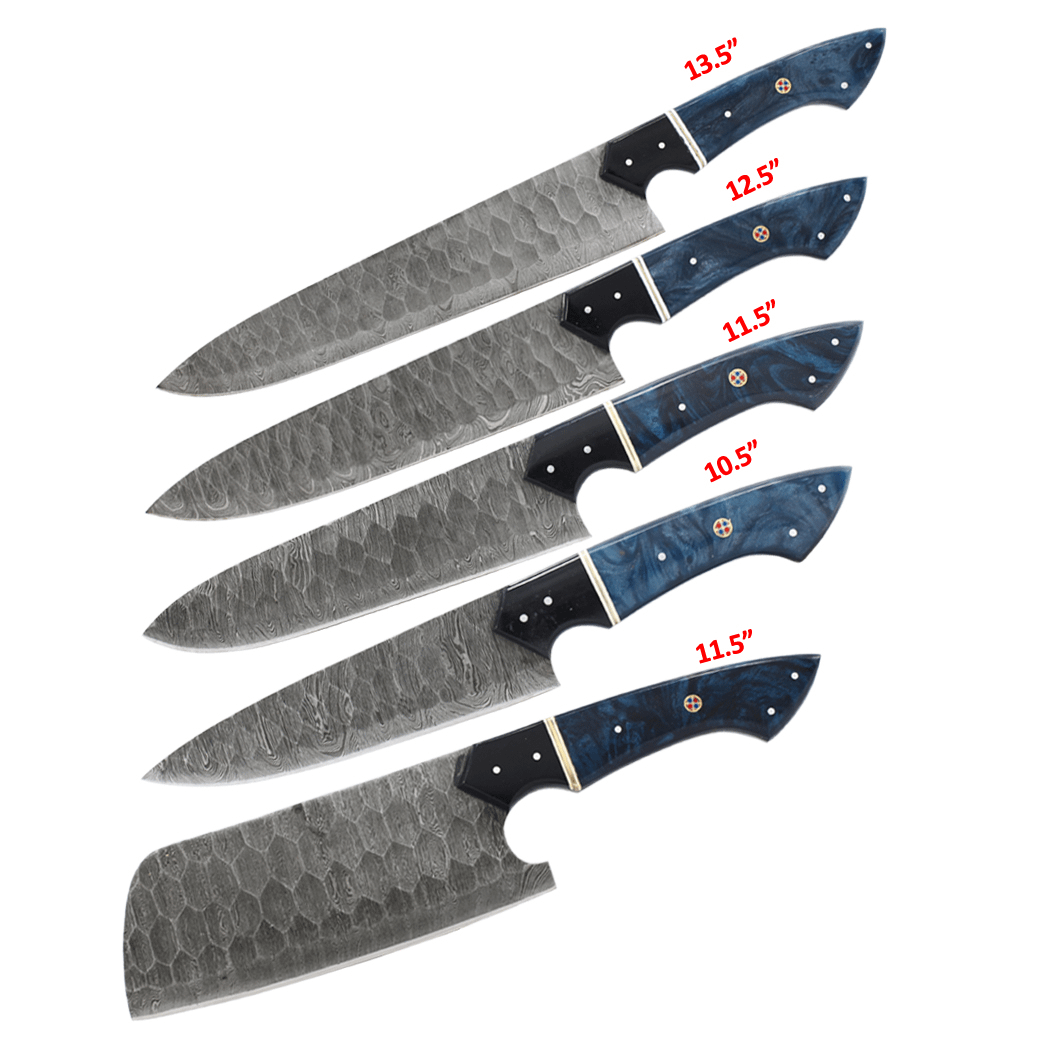 TheBoneEdge 5 Pcs Damascus Fordge Blade Chef's Knife Set - Image 4