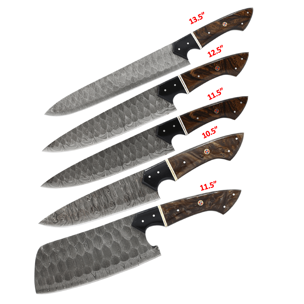 TheBoneEdge 5 Pcs Damascus Fordge Blade Chef's Knife Set - Image 6