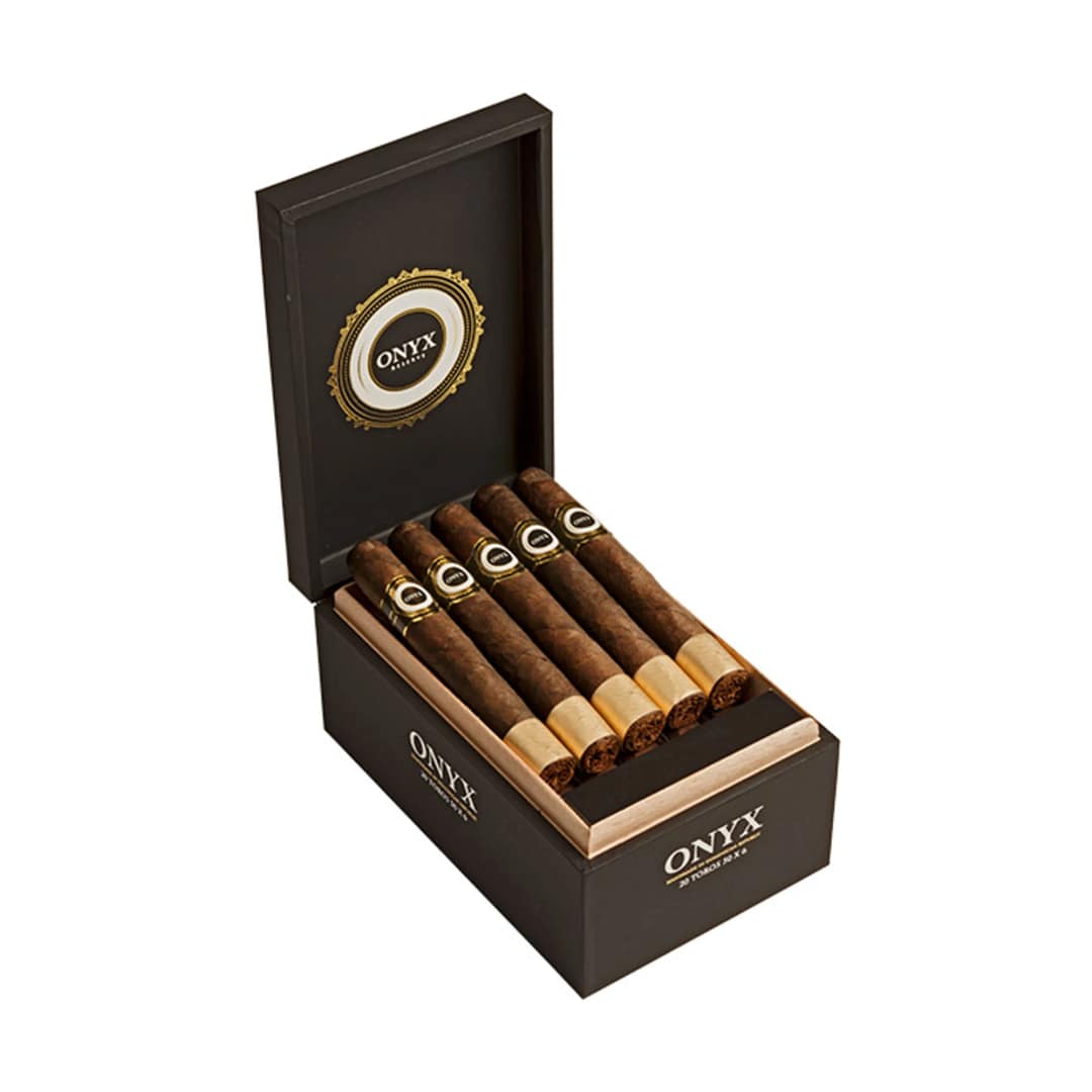 Onyx Reserve open cigar box showcasing premium cigars
