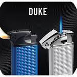 Vector duke Silver lighter with torch flame and blue lighter with soft flame.