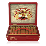 An open box of Dias de Glorias Habano cigars, showcasing their rich, smooth Habano wrappers and neatly arranged cigars, highlighting their full-bodied flavor profile with notes of spice, earth, and a touch of sweetnes
