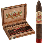 Flor de las Antillas Maduro single cigar with open box in the background