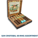 Open box of San Cristobal 60-Ring Assortment featuring large ring premium cigars
