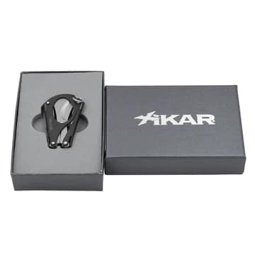 XIKAR® MTX Multi-tool Cigar Scissor Cutter with stainless steel finish unfolded to show accessories.