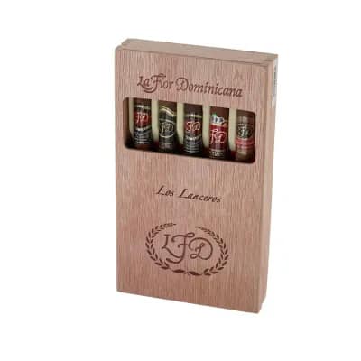La Flor Dominicana Lancero Selection featuring an elegant lineup of slim, expertly rolled cigars in a sophisticated display box.