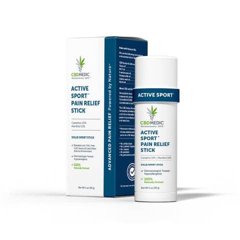 1 oz CBD Medic Active Sport Pain Relief Stick with labeled packaging for targeted muscle and joint relief.