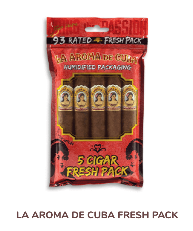 La Aroma de Cuba fresh-humidity pack-sealed pack of rated 93 cigars with gold band