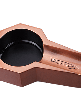Vector Metal Cigar Ashtray in copper satin finish with wide cigar rests and deep basin
