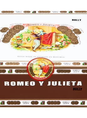 Closed box of Romeo y Julieta 1875 cigars with signature red and gold branding and classic Cuban-style design.