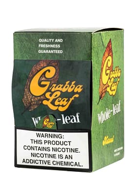 Whole Grabba tobacco leaf displayed flat with rich, natural brown tones.