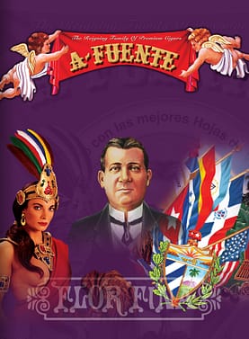 Arturo Fuente Gran Reserva logo featuring ornate red and gold crest with stylized initials and decorative flourishes.