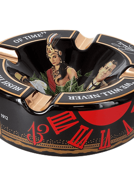 Arturo Fuente Ceramic Hands of Time Ashtray in black, featuring the iconic logo and hourglass design.