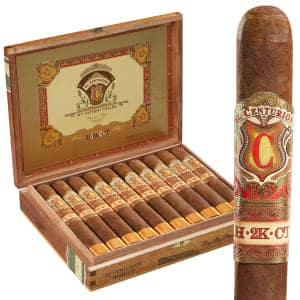 Single El Centurion H-2K-CT cigar with box in the background