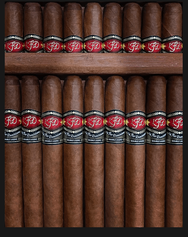 La Flor Dominicana Double Ligero cigar featuring a dark, oily wrapper and bold, full-bodied construction.
