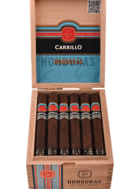 Open box of E.P. Carrillo Honduras cigars with smooth, brown wrappers